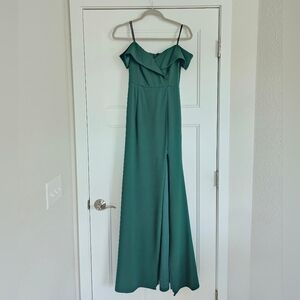 Lulus off the shoulder green gown